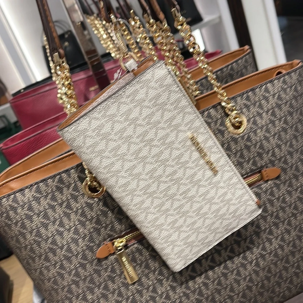 Michael Kors Jet Set Travel Large Double-Zip Wristlet-Wallet-PhoneHolder Vanilla